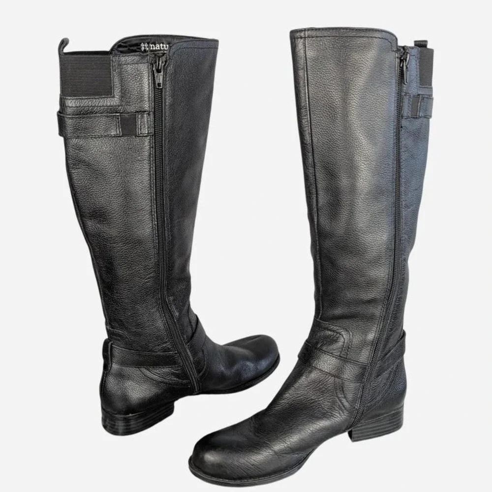 Naturalizer Joan N5 Comfort Leather Tall Riding Boot Black Size 6